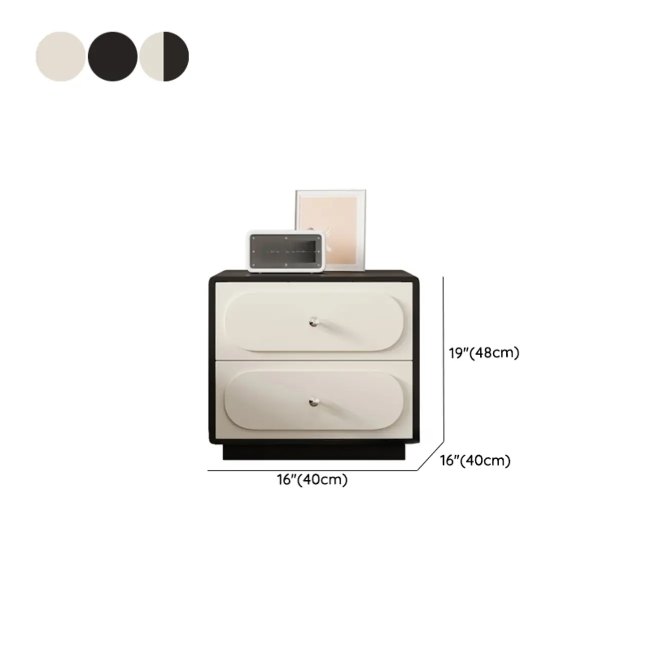 Modern Leather Top Wooden 2 Drawer Nightstand Image - 12 | homeyfad