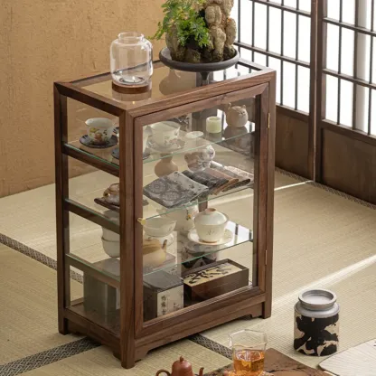 Wooden Tabletop Display Cabinet Glass Doors Image - 1