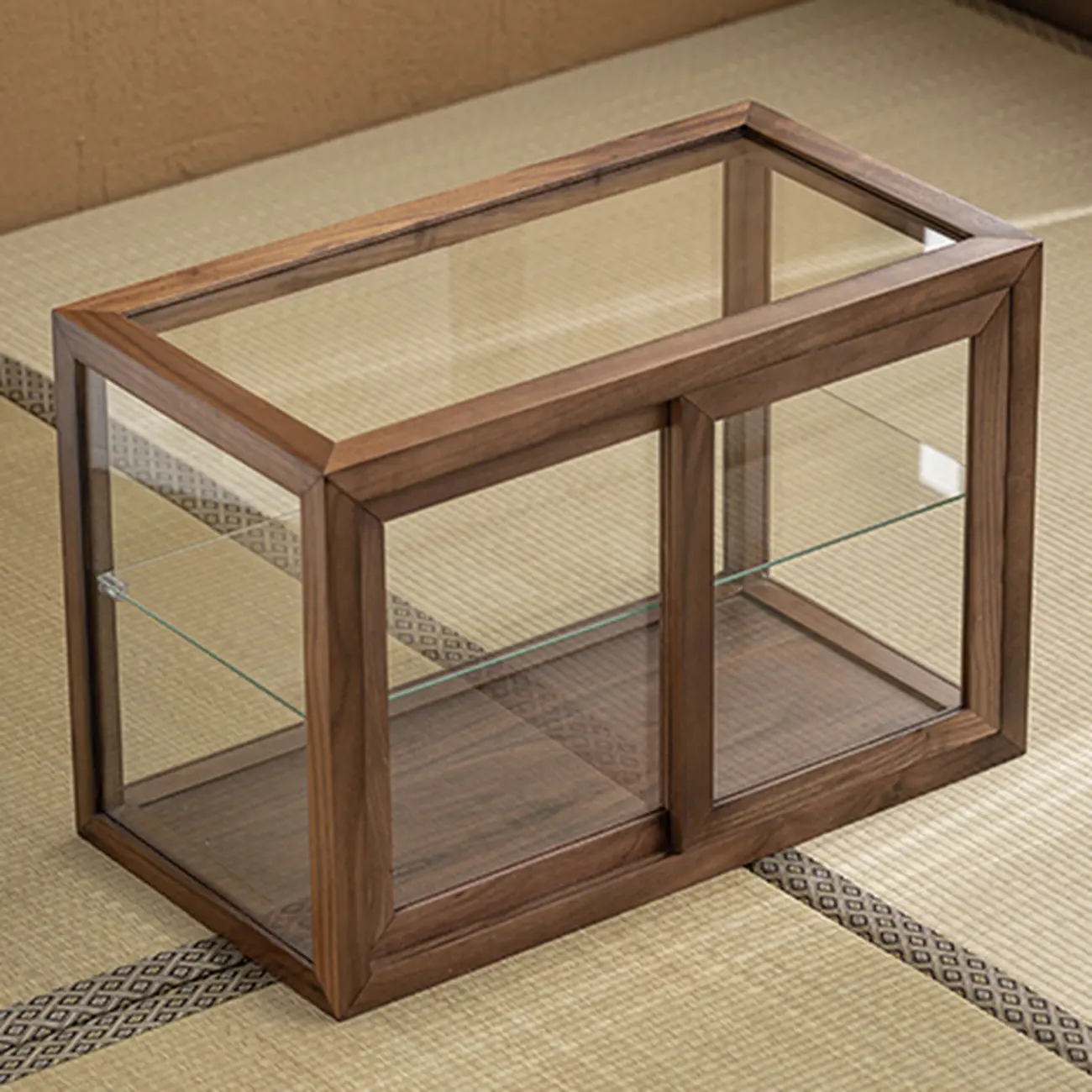 Wooden Tabletop Display Cabinet Glass Doors Image - 3 | homeyfad