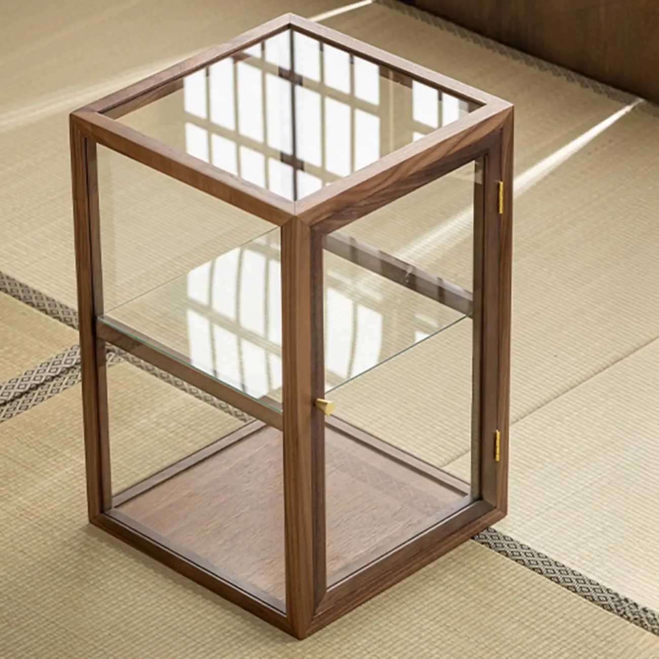 Wooden Tabletop Display Cabinet Glass Doors Image - 5
