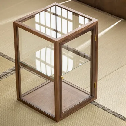 Wooden Tabletop Display Cabinet Glass Doors Image - 5
