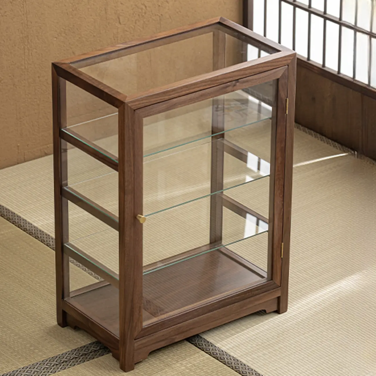 Wooden Tabletop Display Cabinet Glass Doors Image - 7 | homeyfad