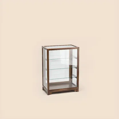 Wooden Tabletop Display Cabinet Glass Doors Image - 8