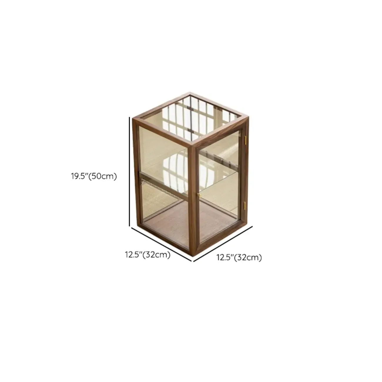 Wooden Tabletop Display Cabinet Glass Doors #size
