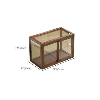 Wooden Tabletop Display Cabinet Glass Doors Image - 15