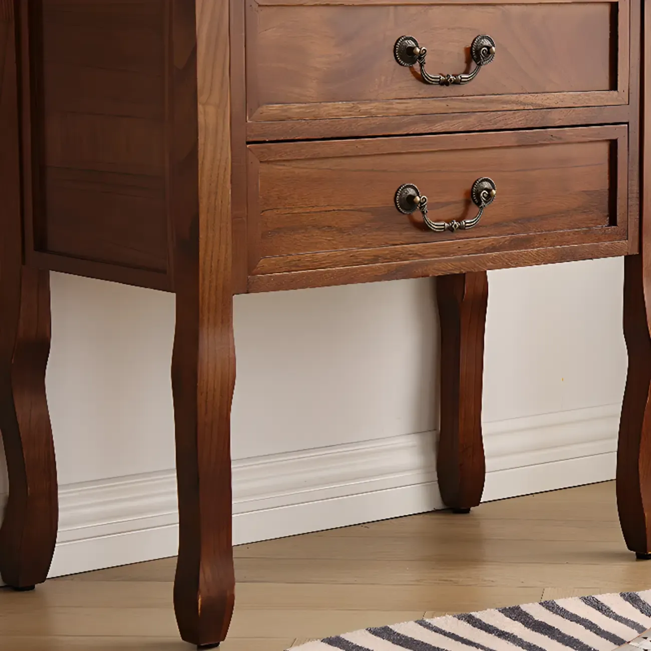 Brown Wooden China Cabinet with Glass Doors Image - 4