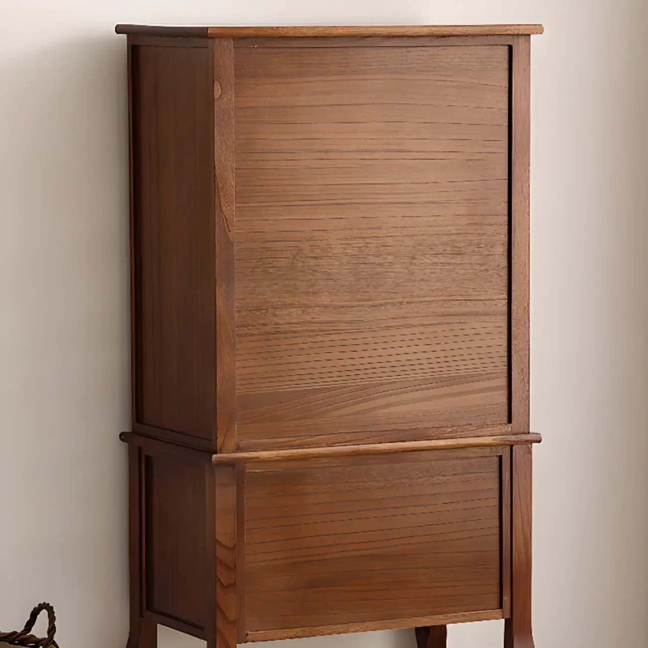 Brown Wooden China Cabinet with Glass Doors Image - 7