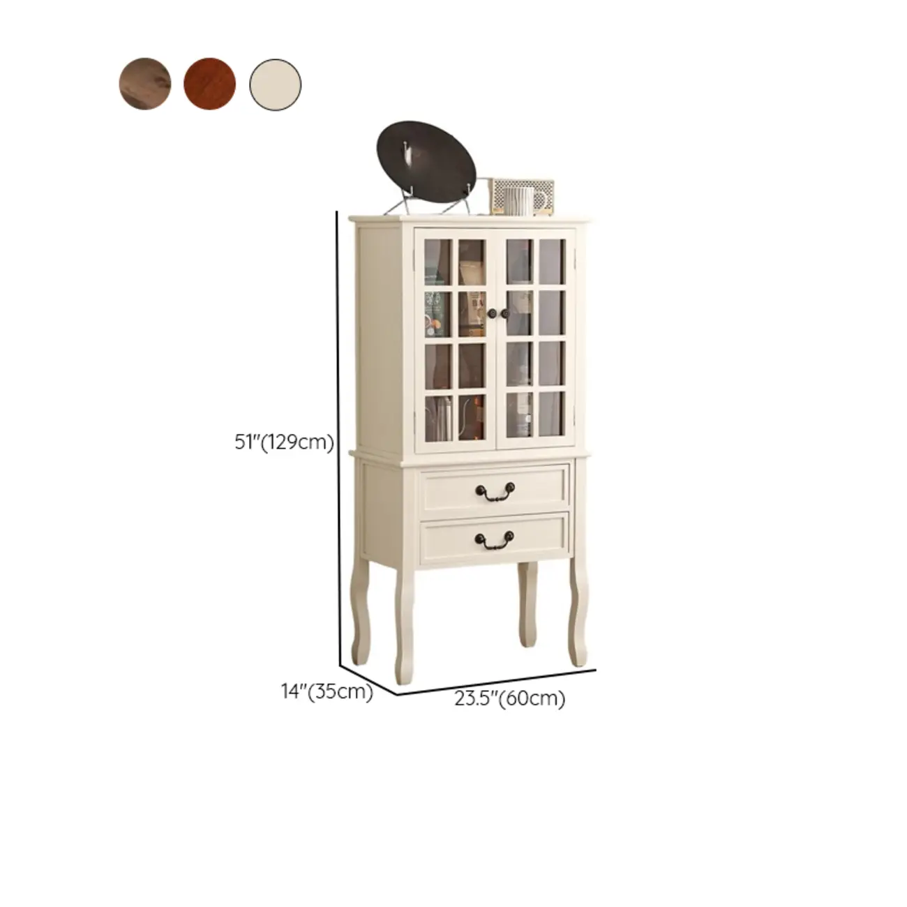 Brown Wooden China Cabinet with Glass Doors #size | homeyfad