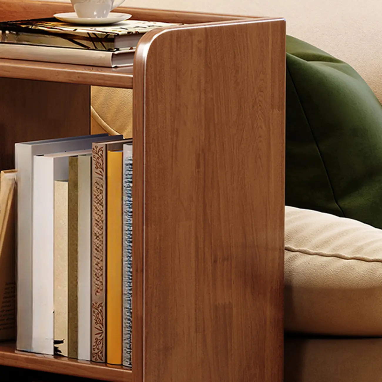 Short Wooden 5-Shelf Closed Back Mobile Bookcase Image - 7 | homeyfad