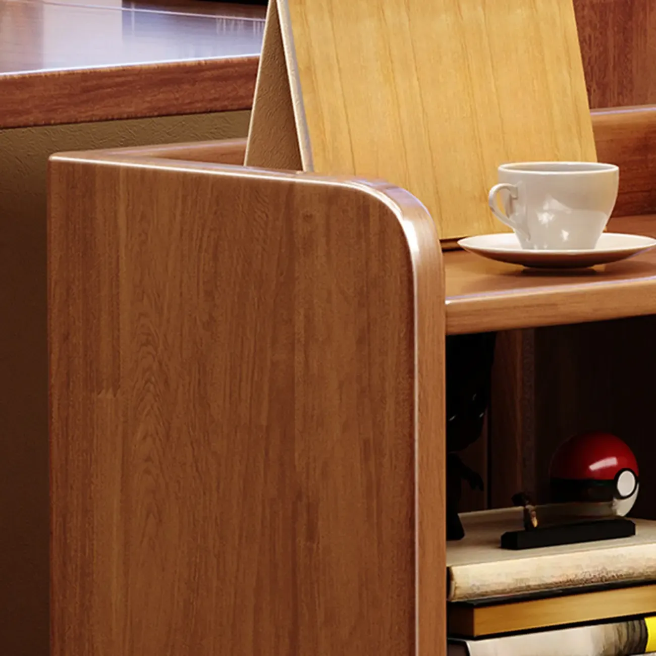 Short Wooden 5-Shelf Closed Back Mobile Bookcase Image - 9