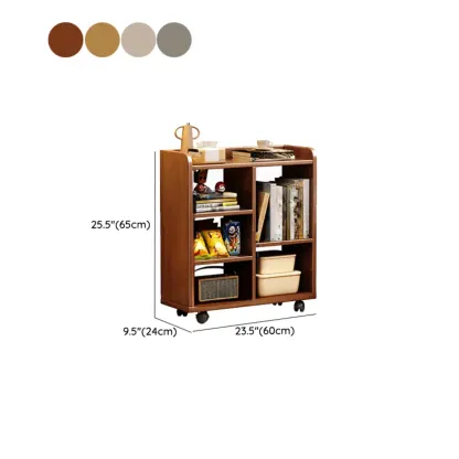 Short Wooden 5-Shelf Closed Back Mobile Bookcase #size