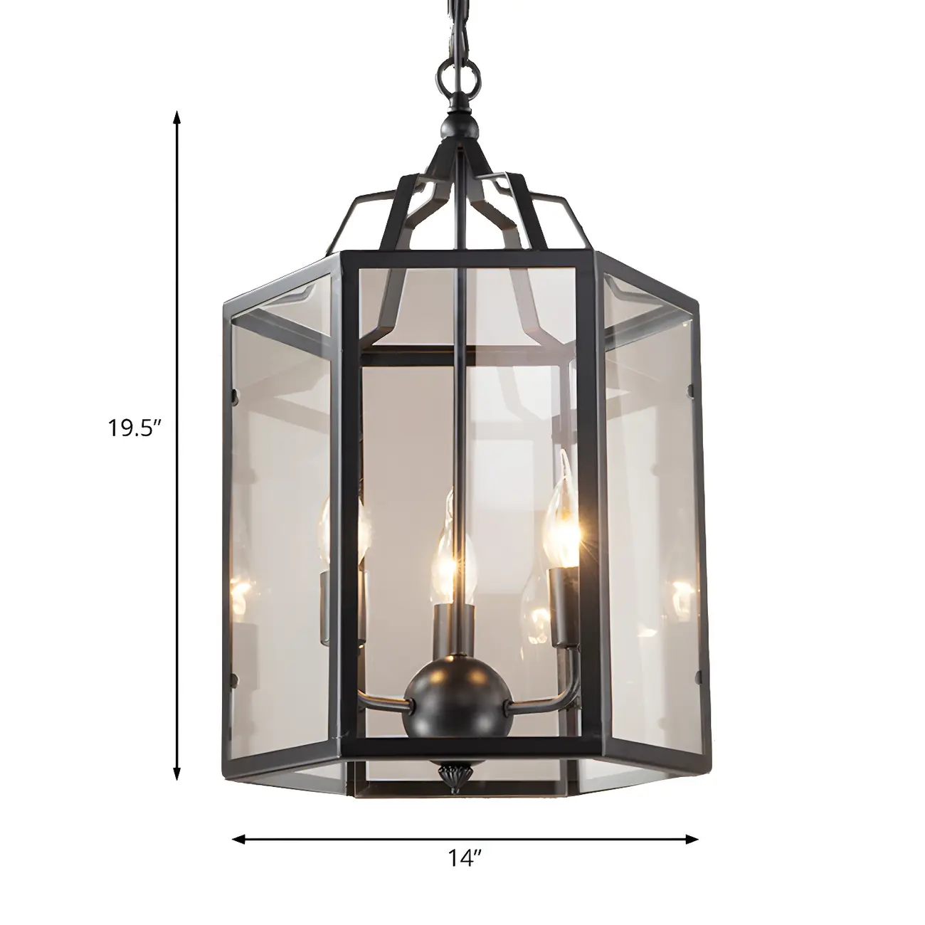 3-Light Clear Glass Hanging Chandelier Vintage Black/White Candle Pendant Light Fixture Image - 9 | homeyfad