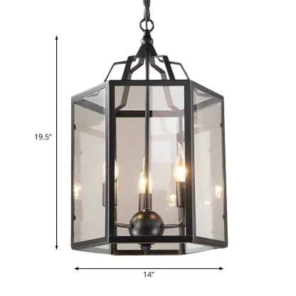 3-Light Clear Glass Hanging Chandelier Vintage Black/White Candle Pendant Light Fixture Image - 9