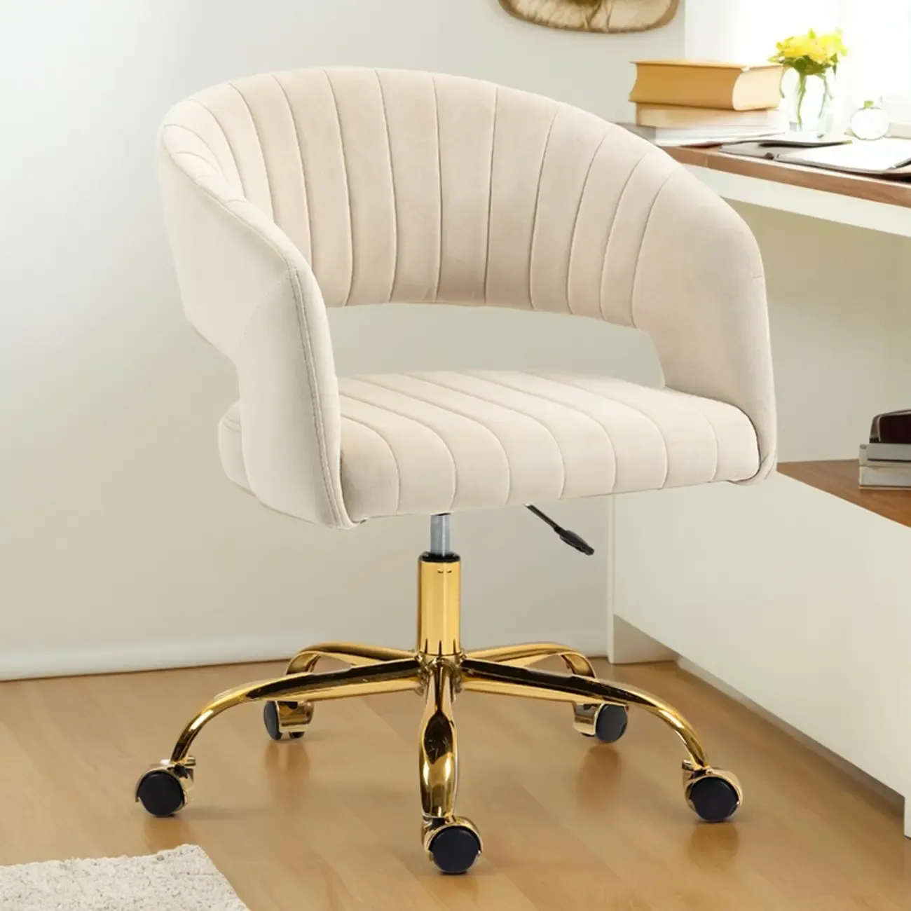 Modern Minimalist Fabric Ergonomic Swivel Office Chair Image - 1