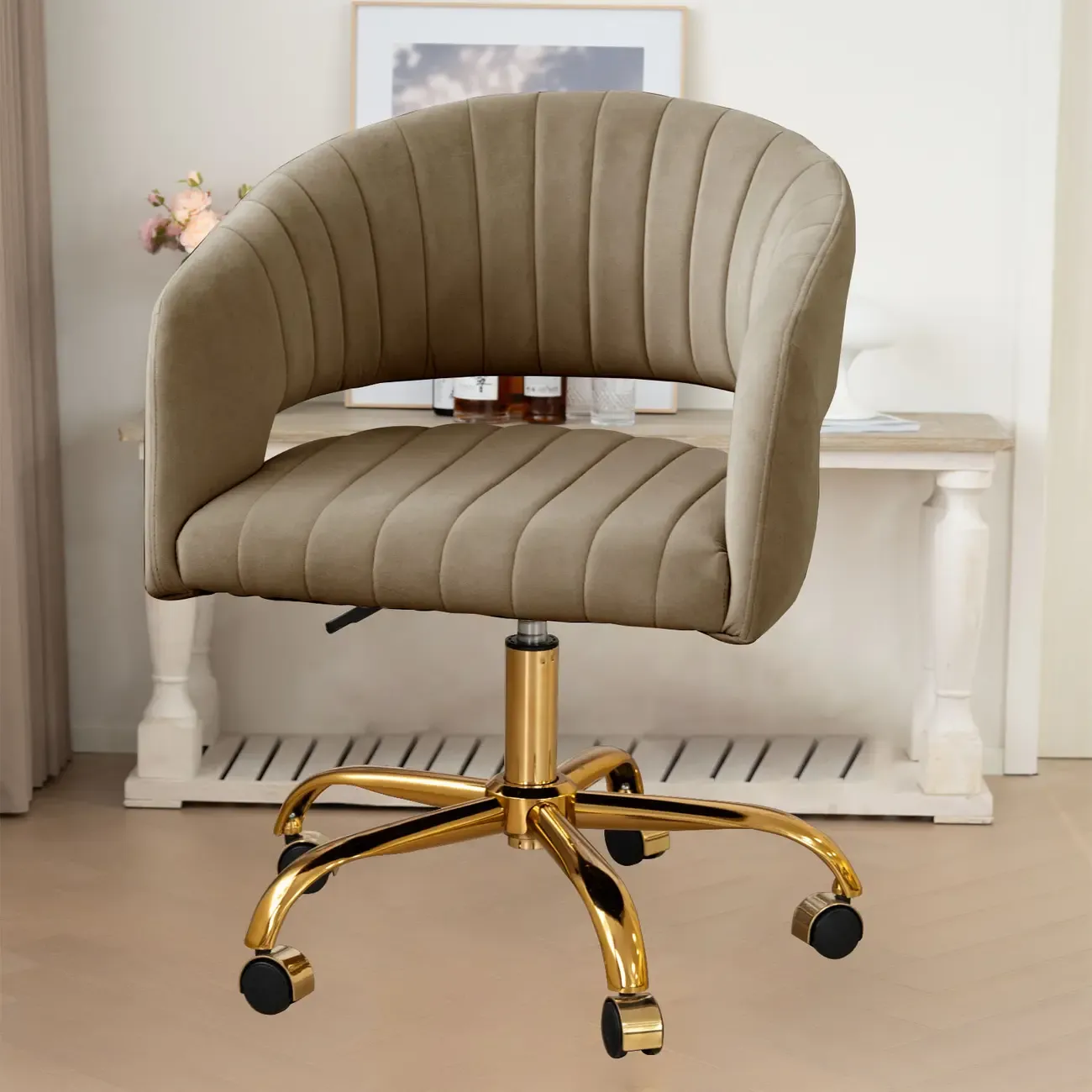 Modern Minimalist Fabric Ergonomic Swivel Office Chair Image - 3