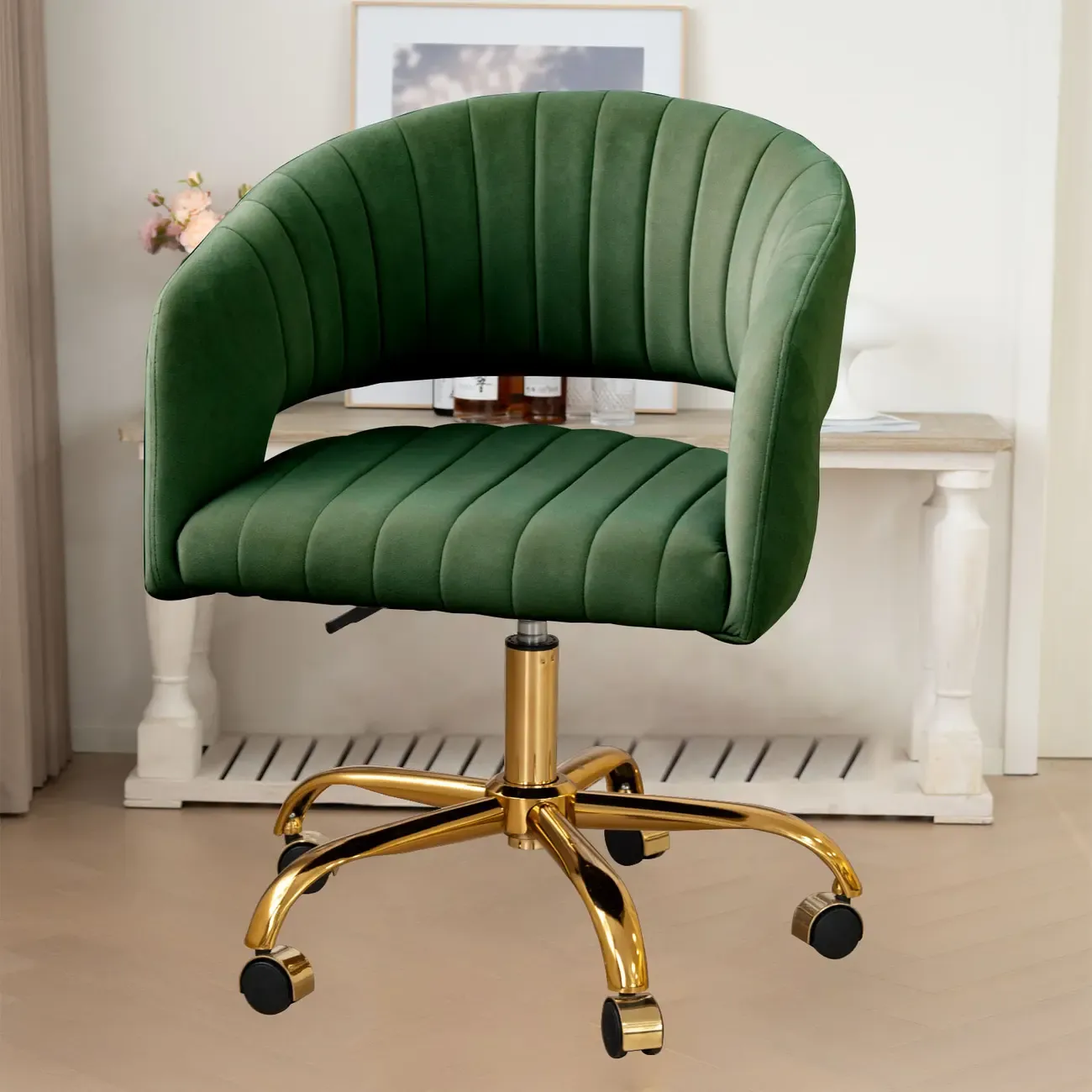 Modern Minimalist Fabric Ergonomic Swivel Office Chair Image - 7