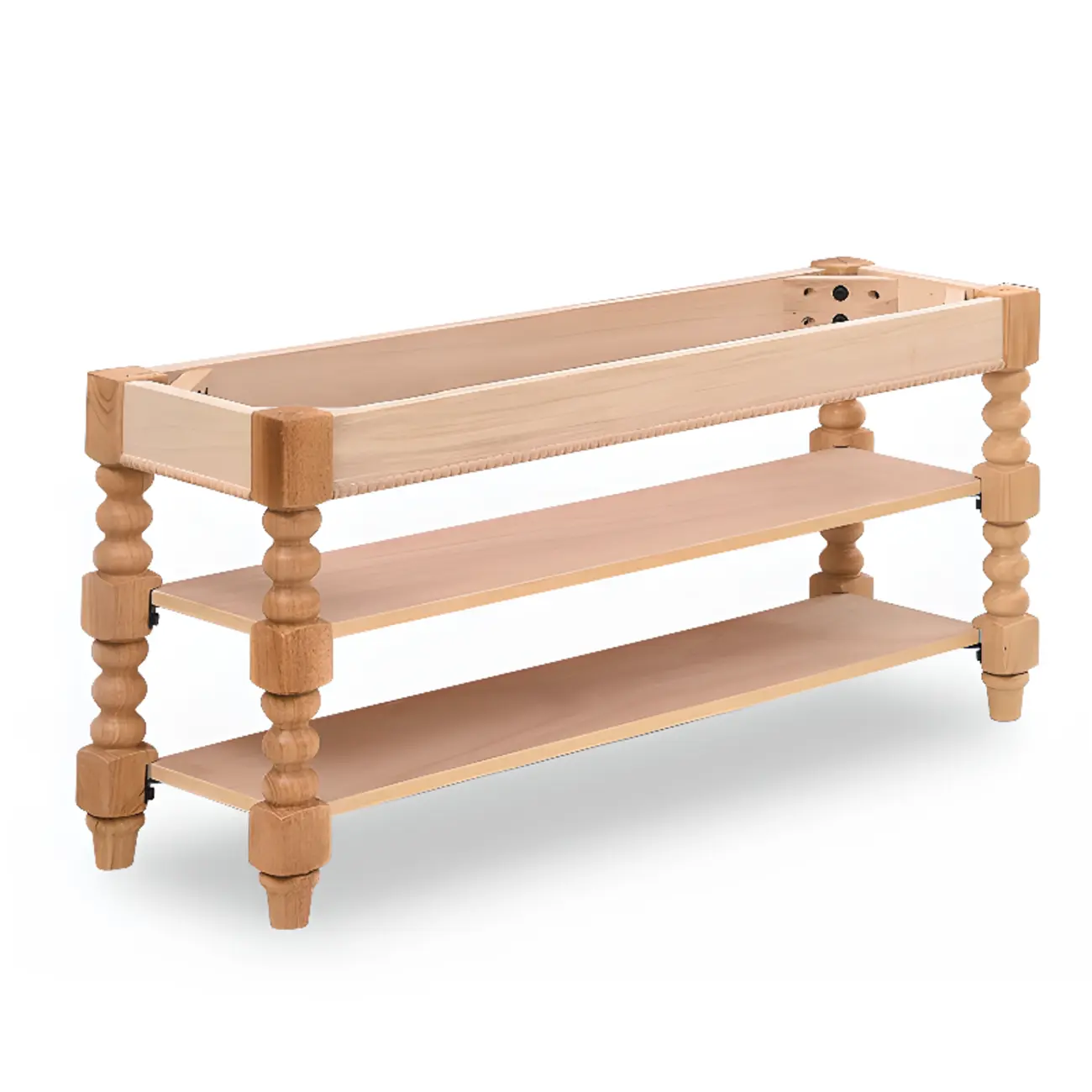 Antique Genuine Leather Flip-up Wood Bench with 2 Shelves Image - 7 | homeyfad