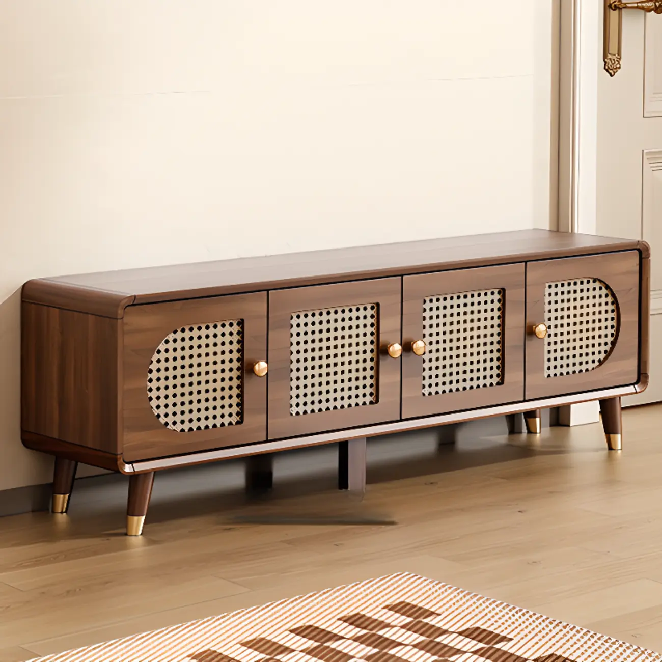 Bohemian Slim Brown Drop-Front Wood Shoe Cabinet Image - 6 | homeyfad