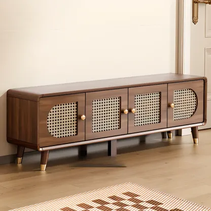 Bohemian Slim Brown Drop-Front Wood Shoe Cabinet Image - 6