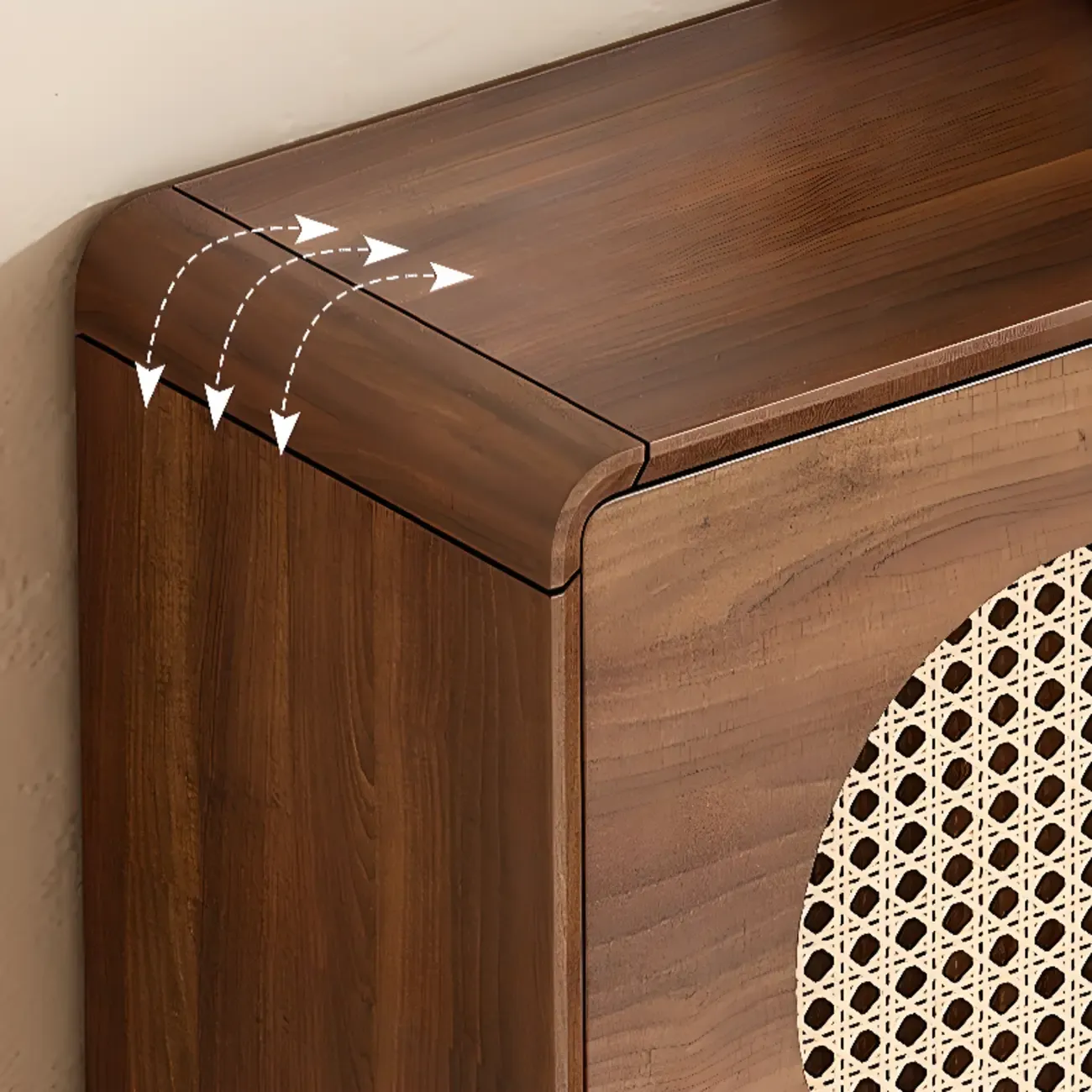 Bohemian Slim Brown Drop-Front Wood Shoe Cabinet Image - 11