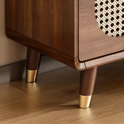 Bohemian Slim Brown Drop-Front Wood Shoe Cabinet Image - 16