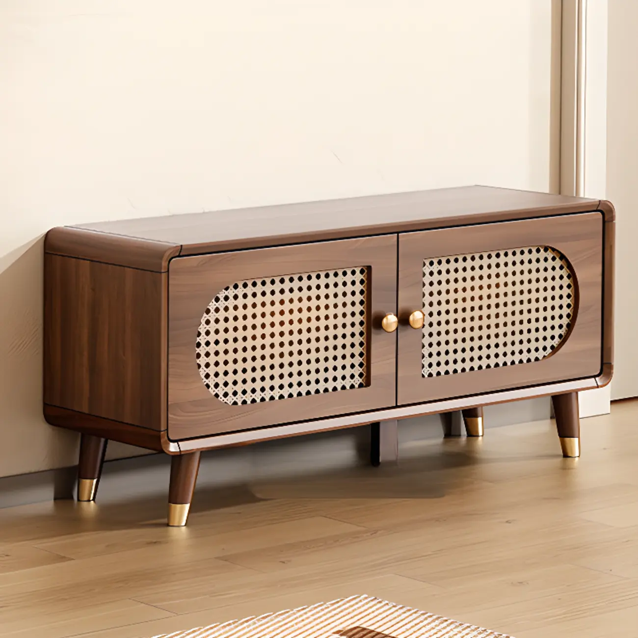 Bohemian Slim Brown Drop-Front Wood Shoe Cabinet Image - 18 | homeyfad