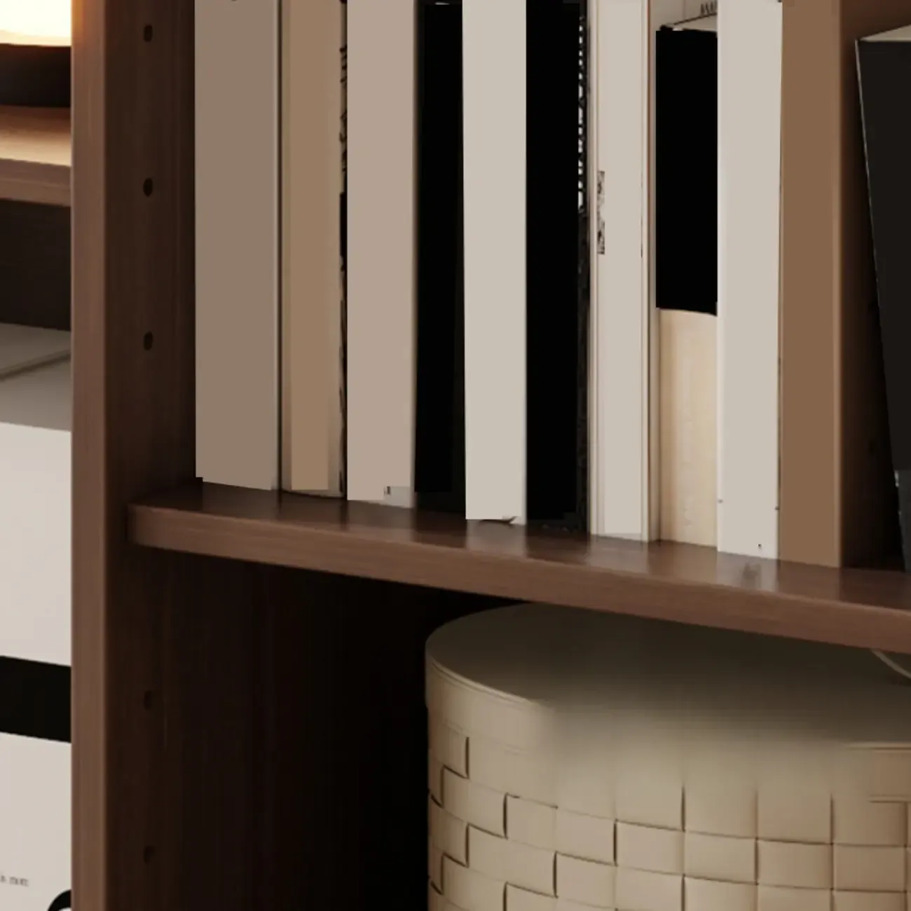 Wide 7-Shelf Modern Wooden Nut-Brown Open Bookcase Image - 18