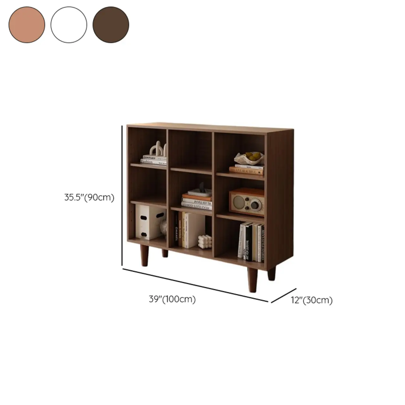 Wide 7-Shelf Modern Wooden Nut-Brown Open Bookcase Image - 23 | homeyfad