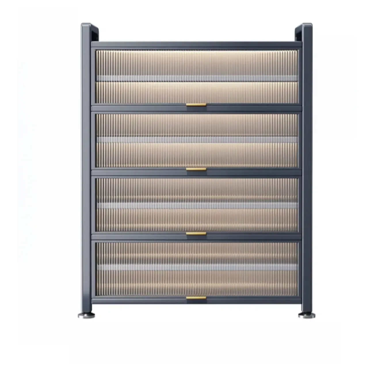 Adjustable Flip-up Door Gun Gray Metal Storage Shoe Rack Image - 9