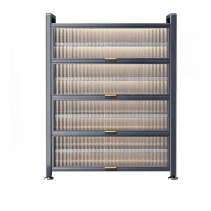 Adjustable Flip-up Door Gun Gray Metal Storage Shoe Rack Image - 9