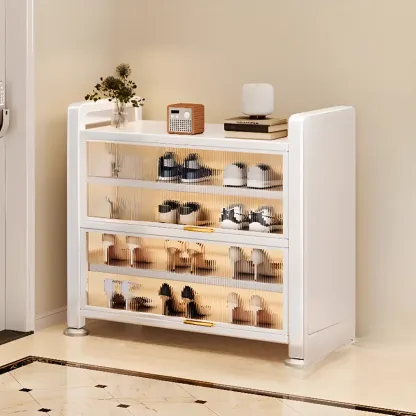 Adjustable Flip-up Door Gun Gray Metal Storage Shoe Rack Image - 14