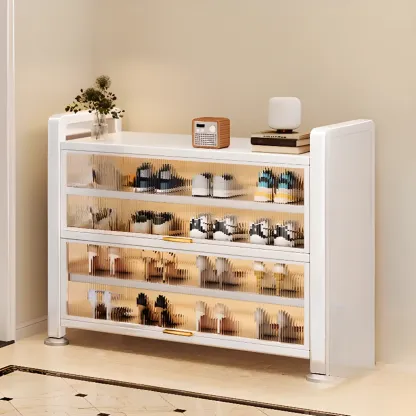 Adjustable Flip-up Door Gun Gray Metal Storage Shoe Rack Image - 15