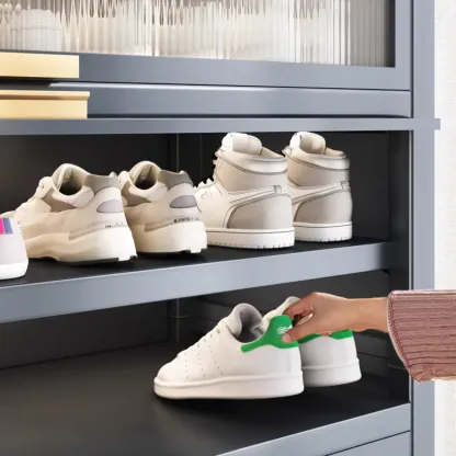 Adjustable Flip-up Door Gun Gray Metal Storage Shoe Rack Image - 20