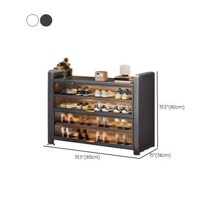 Adjustable Flip-up Door Gun Gray Metal Storage Shoe Rack Image - 24