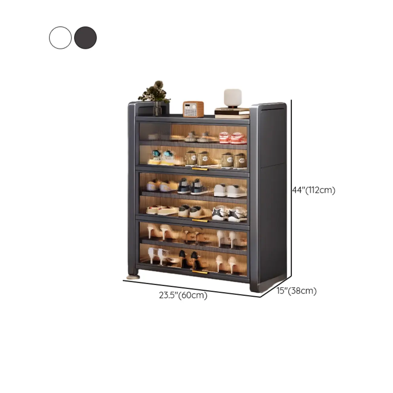 Adjustable Flip-up Door Gun Gray Metal Storage Shoe Rack Image - 26 | homeyfad