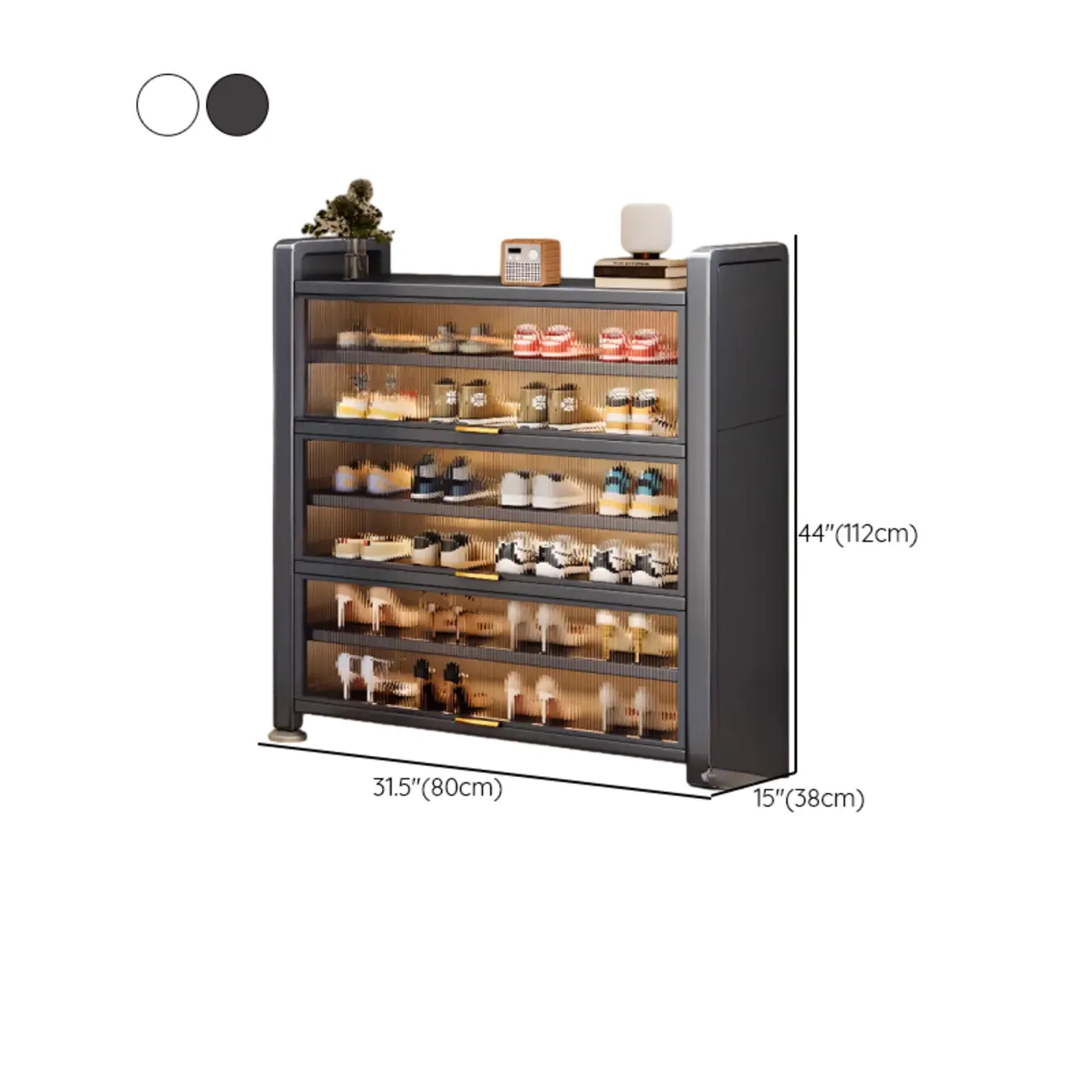 Adjustable Flip-up Door Gun Gray Metal Storage Shoe Rack Image - 27 | homeyfad