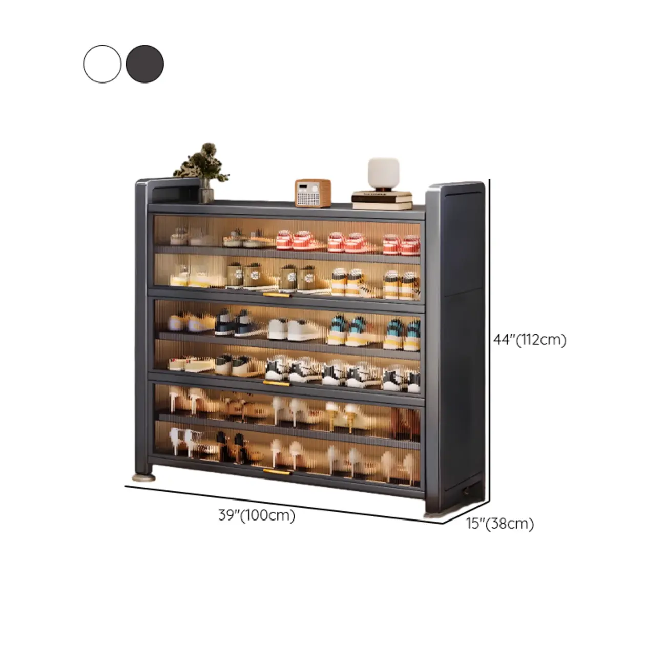 Adjustable Flip-up Door Gun Gray Metal Storage Shoe Rack Image - 28 | homeyfad