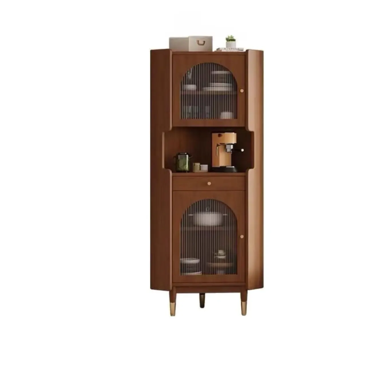 Tall Wooden 5-Tier Open Storage Display Buffet Cabinet Image - 7