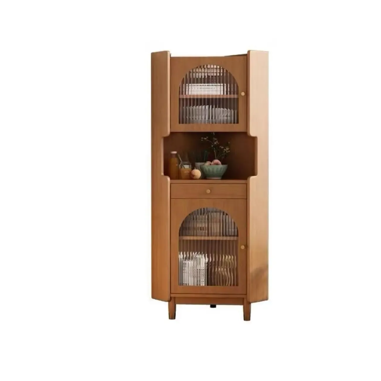 Tall Wooden 5-Tier Open Storage Display Buffet Cabinet Image - 9