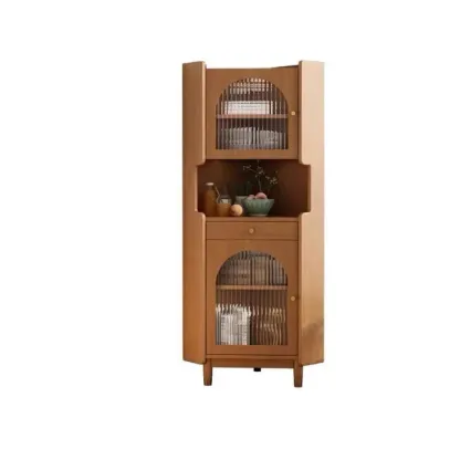 Tall Wooden 5-Tier Open Storage Display Buffet Cabinet Image - 9