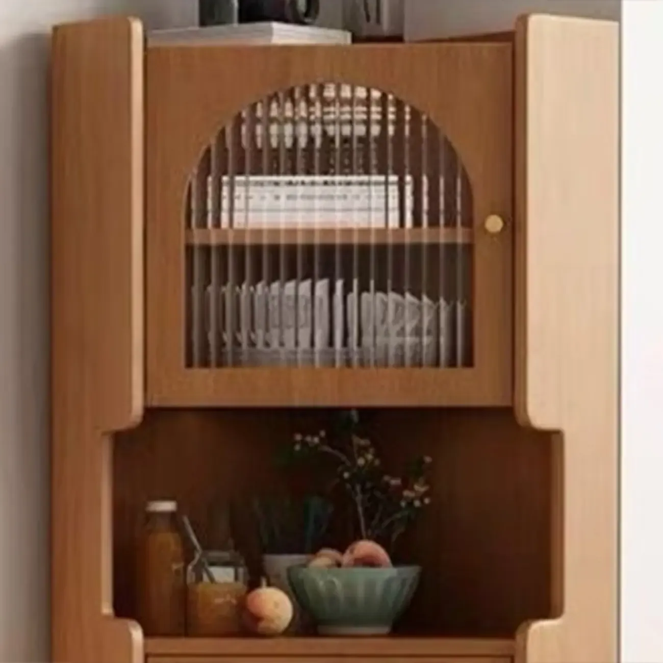 Tall Wooden 5-Tier Open Storage Display Buffet Cabinet Image - 3