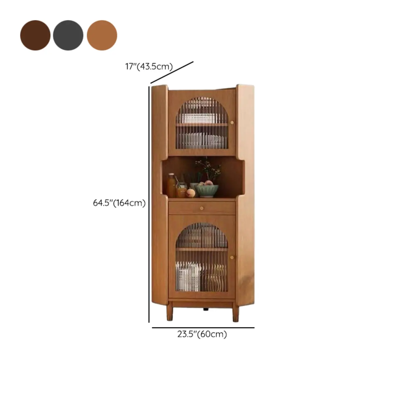 Tall Wooden 5-Tier Open Storage Display Buffet Cabinet #size | homeyfad