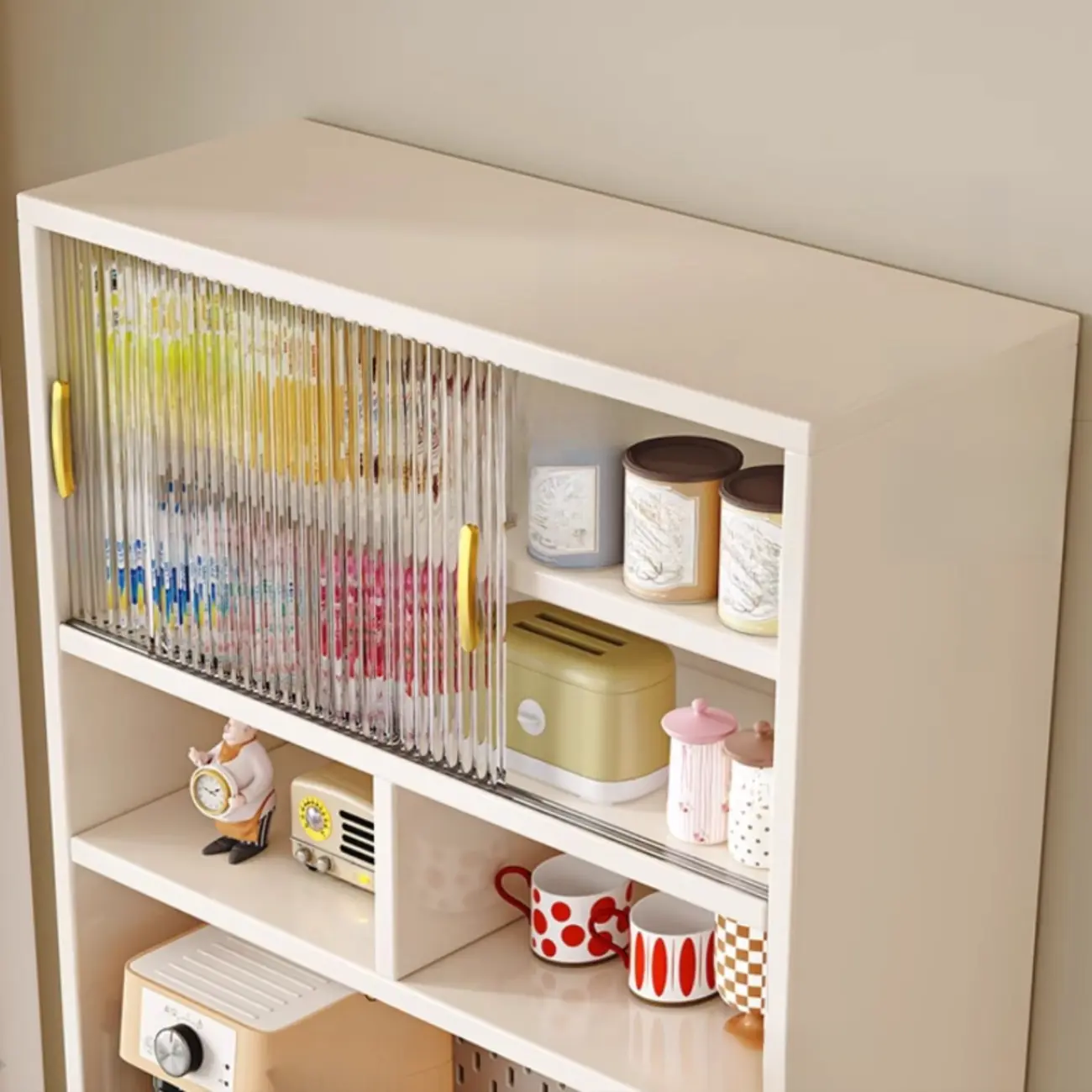 Freestanding Wooden Open Display Buffet Cabinet with Drawer Image - 8 | homeyfad