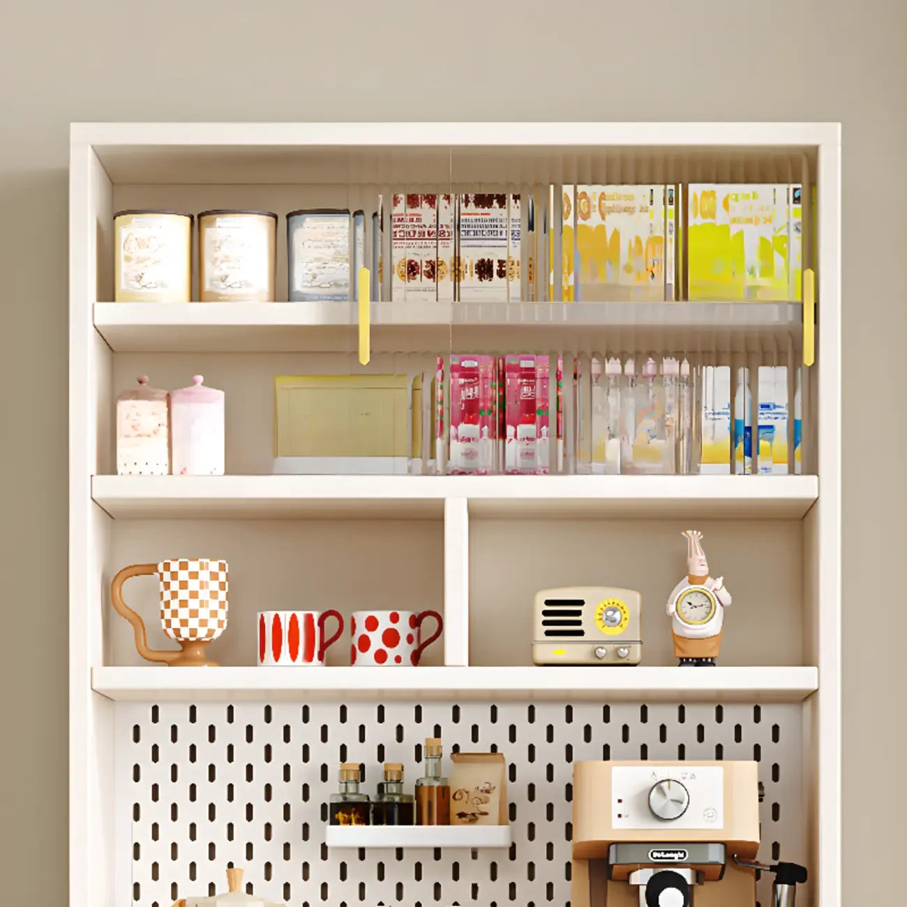 Freestanding Wooden Open Display Buffet Cabinet with Drawer Image - 9