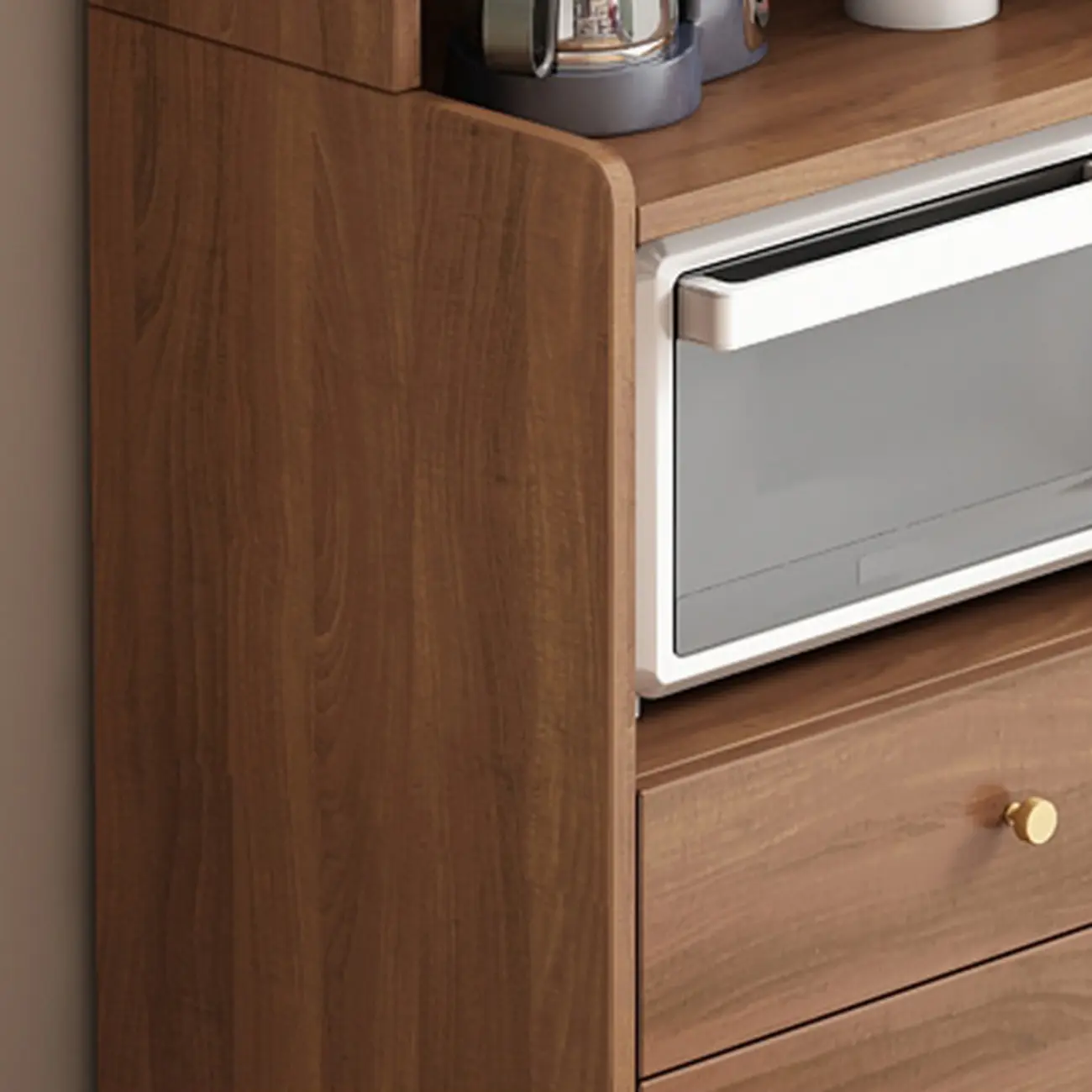 Compact Wooden Brown 2-Drawer Tall Sideboard with Hutch Image - 8 | homeyfad