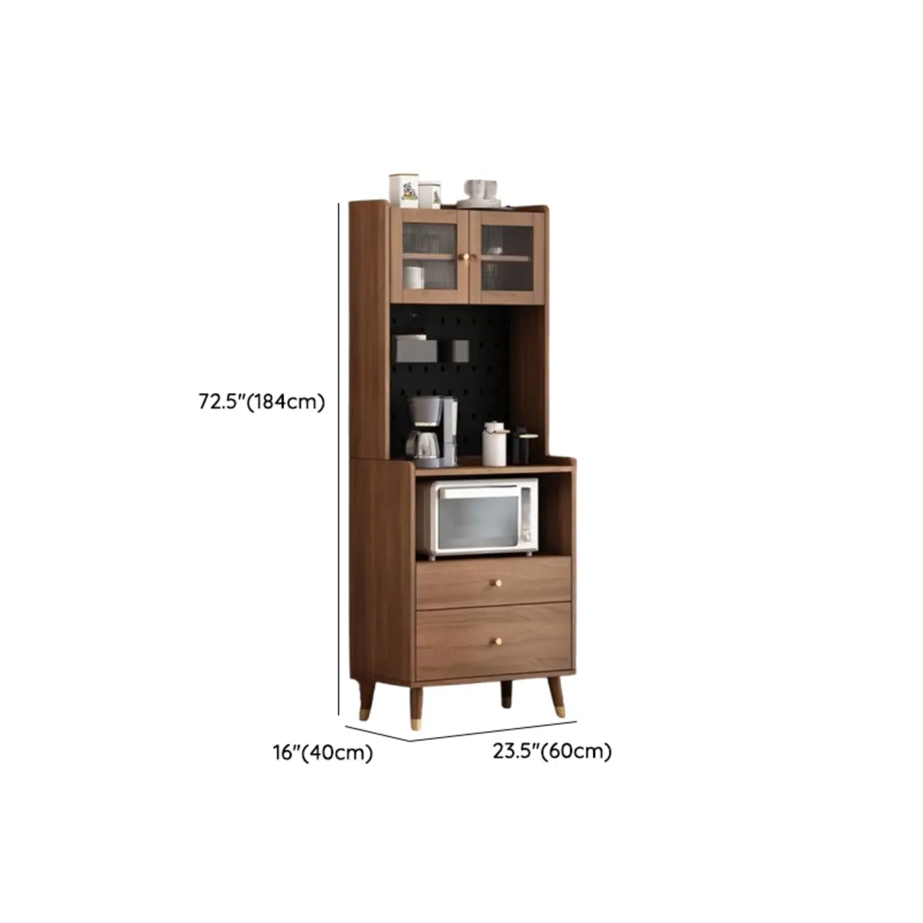 Compact Wooden Brown 2-Drawer Tall Sideboard with Hutch Image - 10 | homeyfad