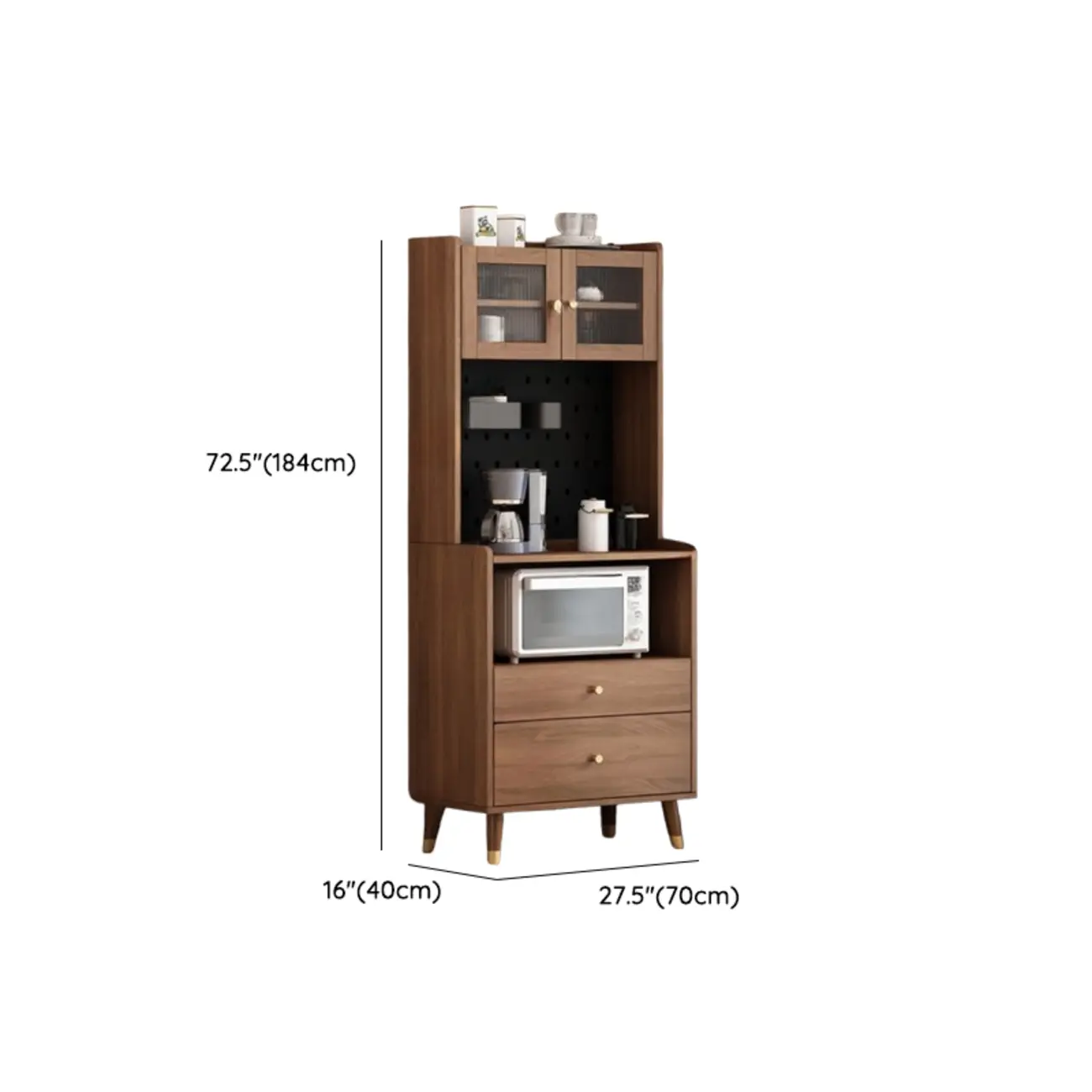 Compact Wooden Brown 2-Drawer Tall Sideboard with Hutch Image - 11 | homeyfad