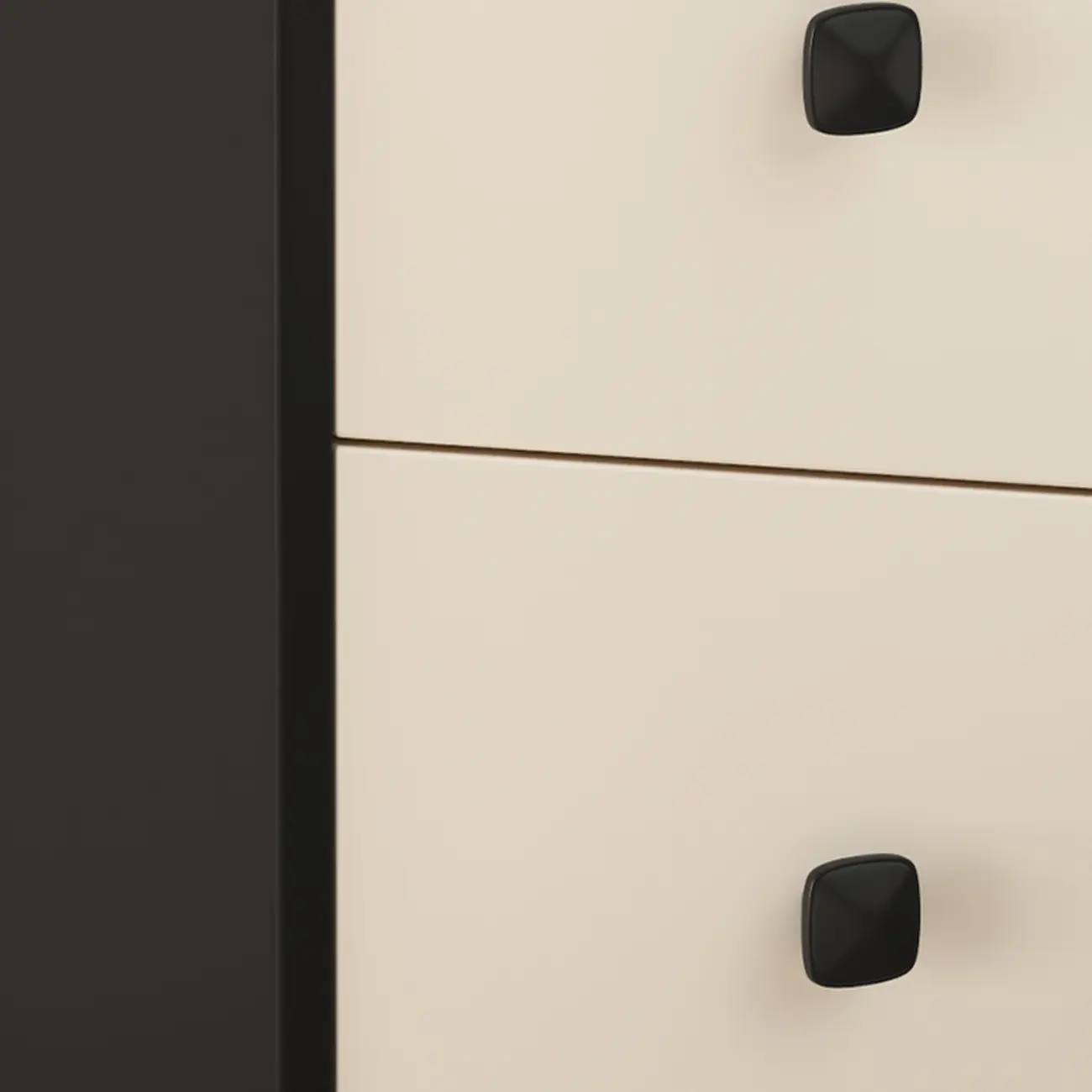 Modern Black and Off-White Wooden Nightstand 2-Drawer Storage Image - 8 | homeyfad