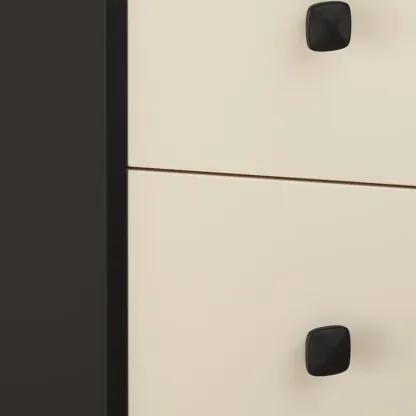 Modern Black and Off-White Wooden Nightstand 2-Drawer Storage Image - 8