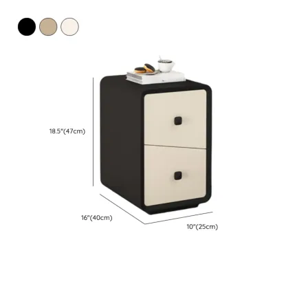 Modern Black and Off-White Wooden Nightstand 2-Drawer Storage #size
